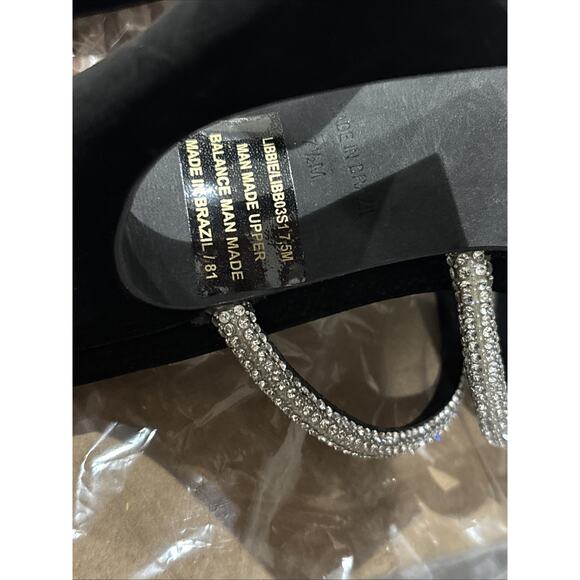 Steve Madden Libbie Black Nubuck 4.5” High Sandals, Rhinestone Straps Size 7.5 - Picture 13 of 16